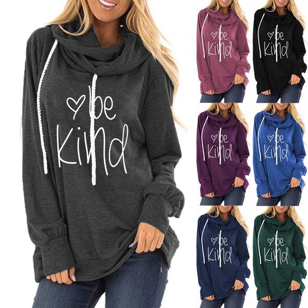 women's drawstring hooded sweater europe and america be kind letter printed round neck long sleeve t-shirt, White
women's drawstring hooded sweater europe and america be kind letter printed round neck long sleeve t-shirt, White