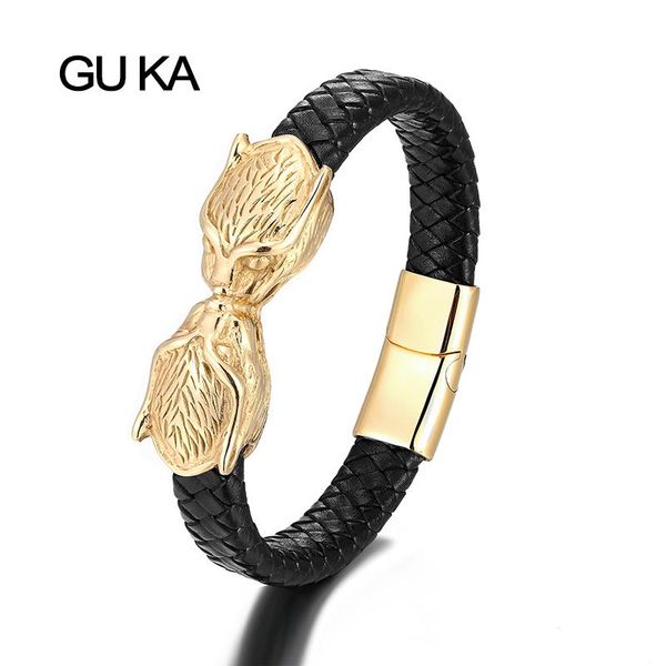 genuine leather men's bracelet stainless steel gold wolf head magnetic wristband handmade punk charm bracelets man gift jewelry, Golden;silver
genuine leather men's bracelet stainless steel gold wolf head magnetic wristband handmade punk charm bracelets man gift jewelry, Golden;silver