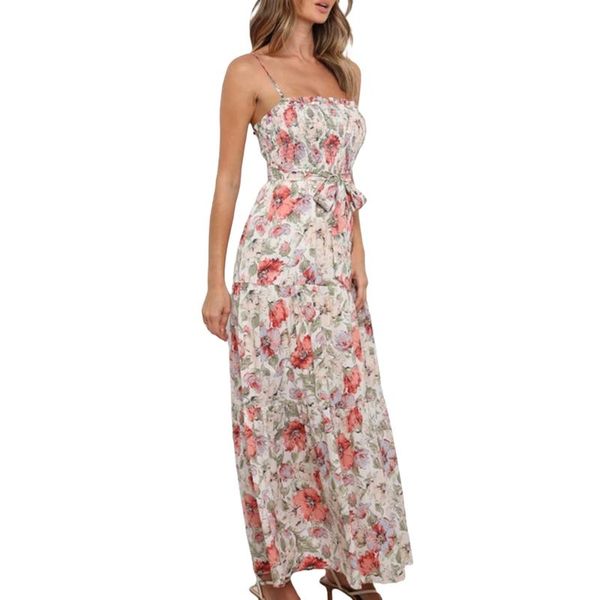 women's swimwear women\u2021s casual suspender long dress summer fashion floral boat neck bandage a-line, White;black
women's swimwear women\u2021s casual suspender long dress summer fashion floral boat neck bandage a-line, White;black