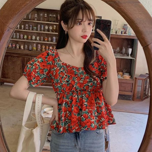 summer women blouse fashion floral print square collar beach style short sleeve shirts women's blouses &, White
summer women blouse fashion floral print square collar beach style short sleeve shirts women's blouses &, White