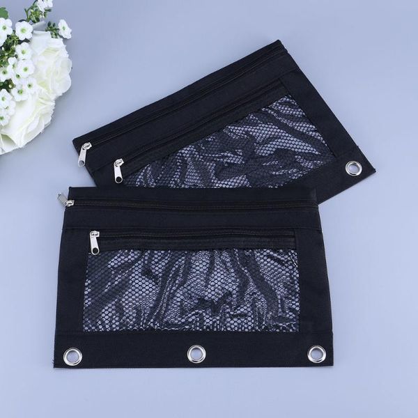 2pcs large capacity black pencil pouch with 3 ring canvas portable b5 double zipper stationery bag bags
2pcs large capacity black pencil pouch with 3 ring canvas portable b5 double zipper stationery bag bags
