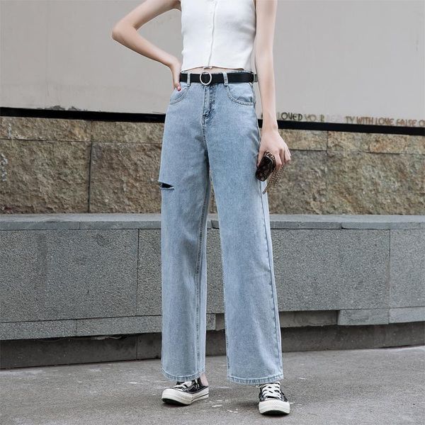women's jeans make hole girl autumn high waist object pants feeling rotten flanging thin korean version of loose port, Blue
women's jeans make hole girl autumn high waist object pants feeling rotten flanging thin korean version of loose port, Blue