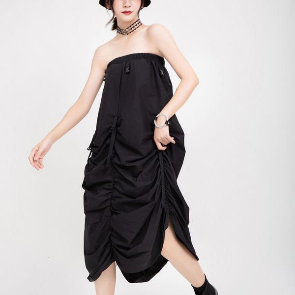 dress aransue jagged dark wind frilly skirts faltered two ways wearing skirt, White
