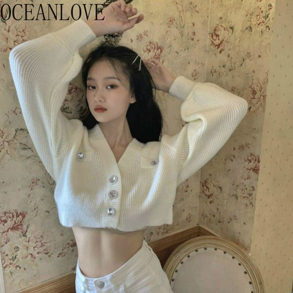 white cardigans solid short v neck spring loose korean retro woman sweaters single breasted mujer chaqueta 19613 210415, White;black
white cardigans solid short v neck spring loose korean retro woman sweaters single breasted mujer chaqueta 19613 210415, White;black