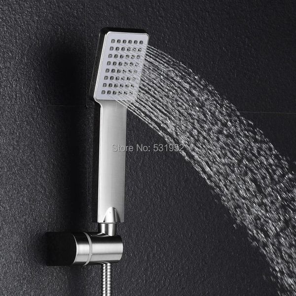 bathroom shower heads square head brushed nicel hand held wall mount abs set with hose and holder high quality
bathroom shower heads square head brushed nicel hand held wall mount abs set with hose and holder high quality