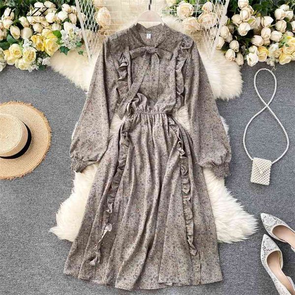 autumn elegant puff sleeve floral print midi dress casual women chiffon 210430, Black;gray
autumn elegant puff sleeve floral print midi dress casual women chiffon 210430, Black;gray
