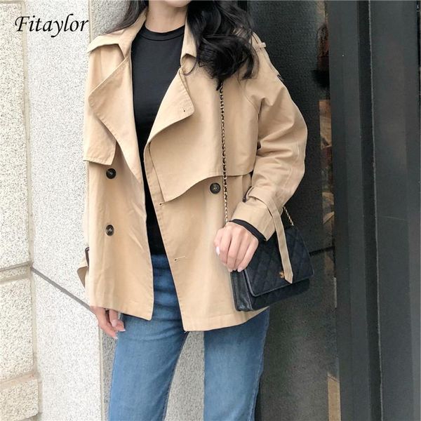 fitaylor 2021 women double breasted trench coat casual loose fit turn down collar female short outerwear black khaki coats women's jack, Black;brown
fitaylor 2021 women double breasted trench coat casual loose fit turn down collar female short outerwear black khaki coats women's jack, Black;brown