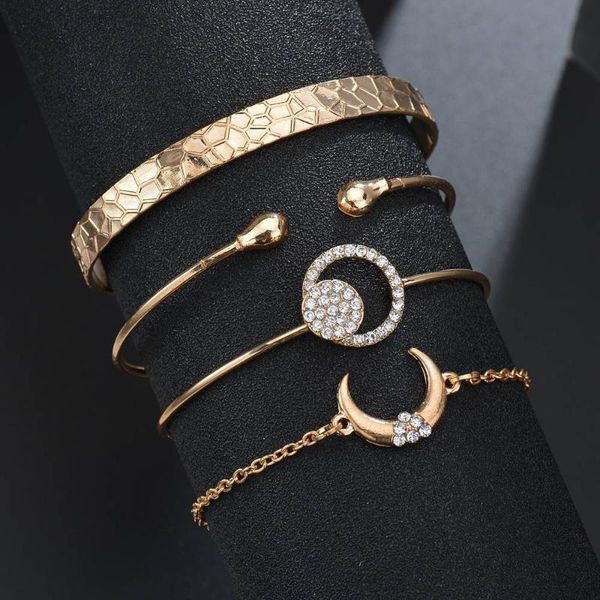 link, chain 1 set fashion moon-shaped rhinestone bracelet women's four-piece, Black
link, chain 1 set fashion moon-shaped rhinestone bracelet women's four-piece, Black