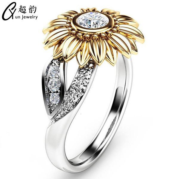plated beset selling ring new gold plated couple sunflower flower color separation zircon fashion women's hand jewelry alloy, Silver
plated beset selling ring new gold plated couple sunflower flower color separation zircon fashion women's hand jewelry alloy, Silver