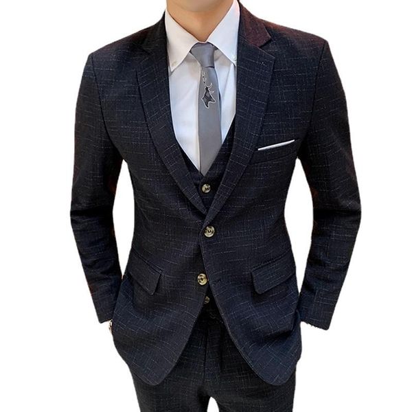 men's suits & blazers 2021 three-piece men formal business groom suit sets for fashion boutique plaid dress ( jacket + vest pants ), White;black
men's suits & blazers 2021 three-piece men formal business groom suit sets for fashion boutique plaid dress ( jacket + vest pants ), White;black