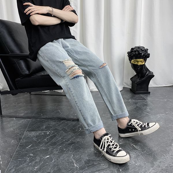 summer ripped straight jeans mens fashion washed casual retro jeans men streetwear wild loose hip hop hole denim trousers mens, Blue
summer ripped straight jeans mens fashion washed casual retro jeans men streetwear wild loose hip hop hole denim trousers mens, Blue