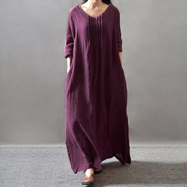casual dresses romacci vintage women long dress solid v neck sleeve cotton retro maxi plus size robes femme vestido, Black;gray
casual dresses romacci vintage women long dress solid v neck sleeve cotton retro maxi plus size robes femme vestido, Black;gray