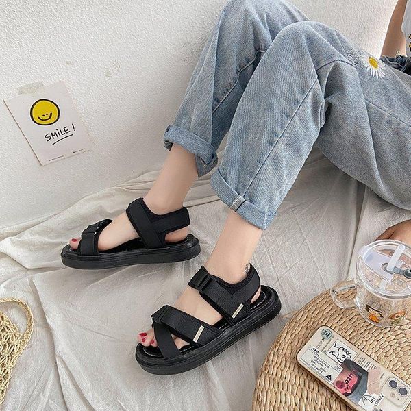 sandals women 2021 style korean version of the platform sports fashion open toe comfortable beach san, Black 
sandals women 2021 style korean version of the platform sports fashion open toe comfortable beach san, Black