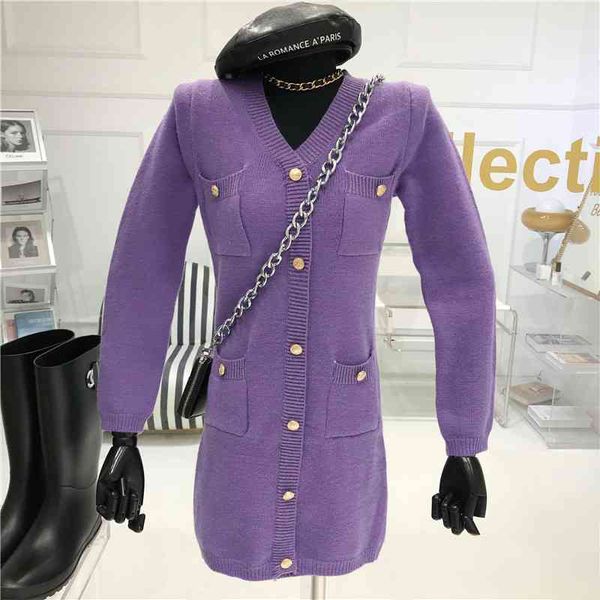 women's temperature spring 2021 niche retro-skinny design cleavage v single breasted dress in knitted or crocheted sweater, Black;gray
women's temperature spring 2021 niche retro-skinny design cleavage v single breasted dress in knitted or crocheted sweater, Black;gray