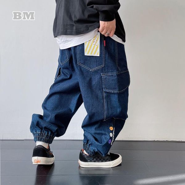 men's jeans 2021 korean style streetwear big pocket harem hip hop fashion print cargo denim trousers baggy pants kpop men clothing, Blue
men's jeans 2021 korean style streetwear big pocket harem hip hop fashion print cargo denim trousers baggy pants kpop men clothing, Blue