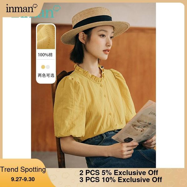 women's blouses & shirts inman summer autumn blouse women feminine wood ear stand-up collar design retro middle puff sleeve shirt, White
women's blouses & shirts inman summer autumn blouse women feminine wood ear stand-up collar design retro middle puff sleeve shirt, White