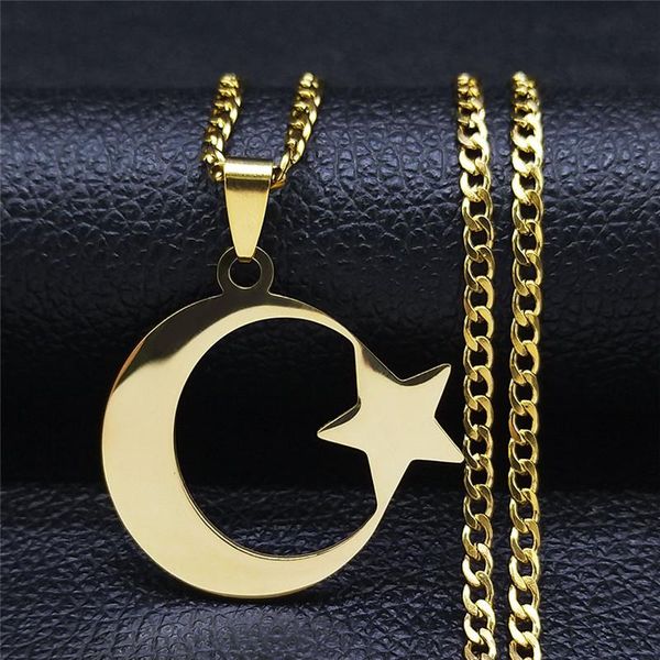 pendant necklaces 2021 muslim islam moon star stainless steel chain for women gold color necklace jewelry collares de mujer nxhyb2s05, Silver
pendant necklaces 2021 muslim islam moon star stainless steel chain for women gold color necklace jewelry collares de mujer nxhyb2s05, Silver