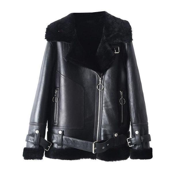 women's fur & faux oftbuy real merino sheep genuine leather double-faced coat winter jacket women moto biker thick warm natural luxury, Black
women's fur & faux oftbuy real merino sheep genuine leather double-faced coat winter jacket women moto biker thick warm natural luxury, Black