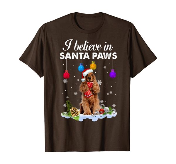 i believe in santa paws cocker spaniel gift t-shirt, White;black 
i believe in santa paws cocker spaniel gift t-shirt, White;black