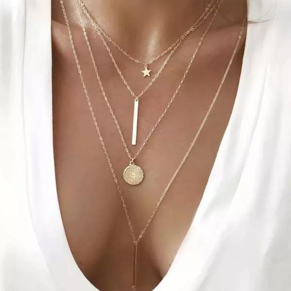 pendant necklaces andshiny vintage multilayer charms necklace for women gold color beads star sun crescent choker jewelry gifts, Silver
pendant necklaces andshiny vintage multilayer charms necklace for women gold color beads star sun crescent choker jewelry gifts, Silver