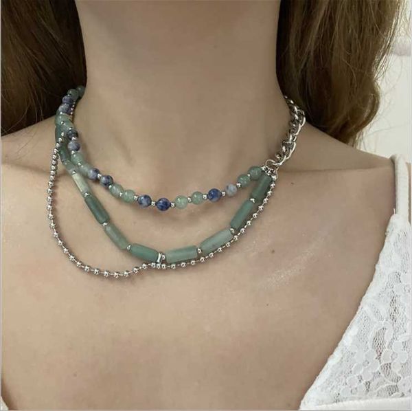 chains multi-level fashionable necklace handmade beaded tourmaline green stone round bead chain clavicle female, Silver
chains multi-level fashionable necklace handmade beaded tourmaline green stone round bead chain clavicle female, Silver
