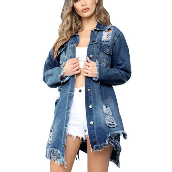 women's jackets fashion denim jacket women button long sleeve pockets hole open front jean overcoat w904, Black;brown
women's jackets fashion denim jacket women button long sleeve pockets hole open front jean overcoat w904, Black;brown