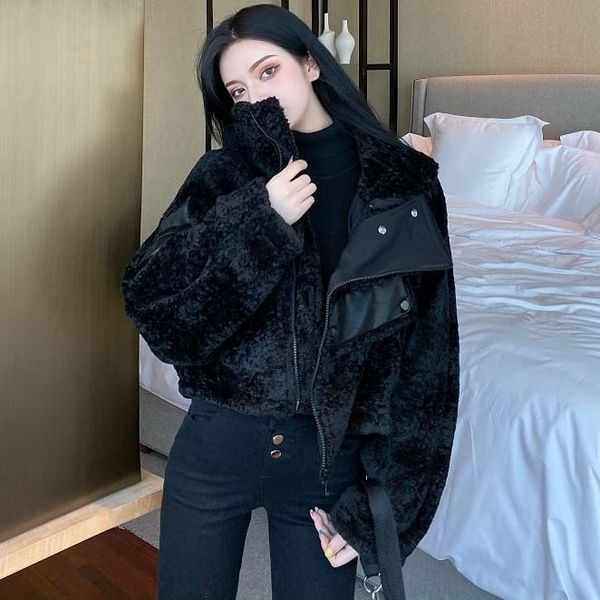 women's jackets lamb plush coat thick lady girls jacket autumn winter all-match korean loose vintage hong kong style fashion street wea, Black;brown
women's jackets lamb plush coat thick lady girls jacket autumn winter all-match korean loose vintage hong kong style fashion street wea, Black;brown