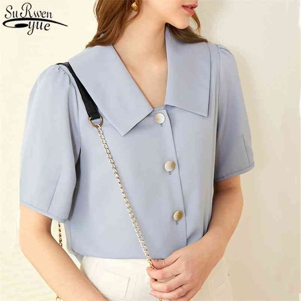 loose short sleeve women blouse solid chiffon slim blusas korean single-breasted chic office lady clothing 10287 210421, White
loose short sleeve women blouse solid chiffon slim blusas korean single-breasted chic office lady clothing 10287 210421, White