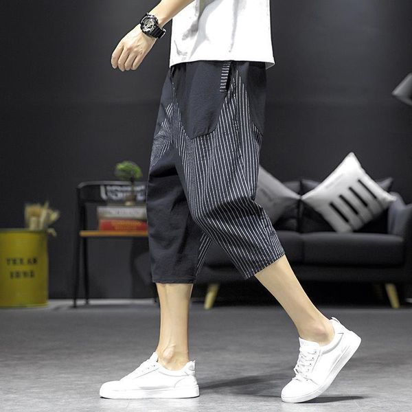 men loose large size cotton linen striped trousers casual sports harem pants summer calf-length joggers streetwear men's, Black
men loose large size cotton linen striped trousers casual sports harem pants summer calf-length joggers streetwear men's, Black
