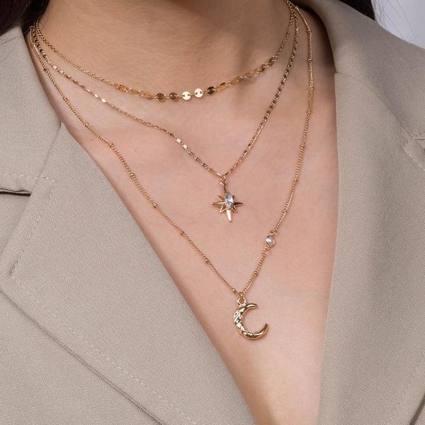pendant necklaces fashion stars moon necklace for women multilayer gold chain accessorie engagement jewelry drop, Silver
pendant necklaces fashion stars moon necklace for women multilayer gold chain accessorie engagement jewelry drop, Silver