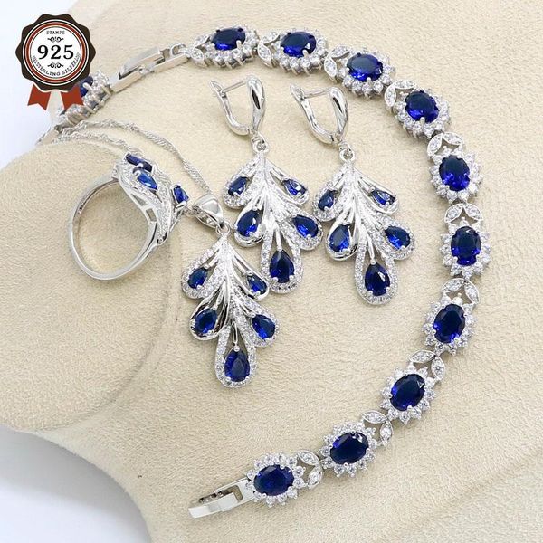 wedding jewelry sets silver color blue cubic zirconia bridal set for women bracelet earring necklace pendant ring gift box, Slivery;golden
wedding jewelry sets silver color blue cubic zirconia bridal set for women bracelet earring necklace pendant ring gift box, Slivery;golden