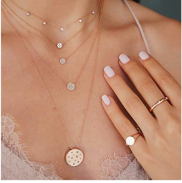 gold simple multi layer round pendent with stone choker necklace for women fashion weeding party jewelry chains, Silver
gold simple multi layer round pendent with stone choker necklace for women fashion weeding party jewelry chains, Silver