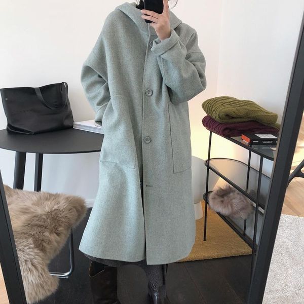 women's wool & blends autumn double-face cashmere coat woolen female vintage hooded single breasted long coats winter overcoat women cl, Black
women's wool & blends autumn double-face cashmere coat woolen female vintage hooded single breasted long coats winter overcoat women cl, Black