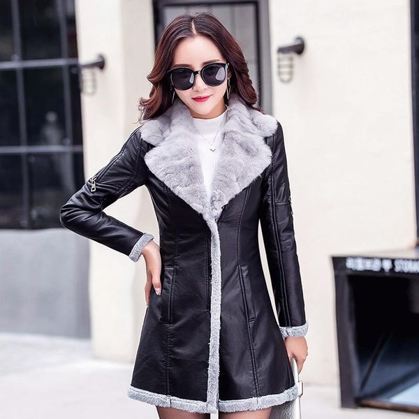 women's leather & faux winter 2021 female slim warm jackets fashion pu jacket big fur collar long plus size outwear coat, Black
women's leather & faux winter 2021 female slim warm jackets fashion pu jacket big fur collar long plus size outwear coat, Black