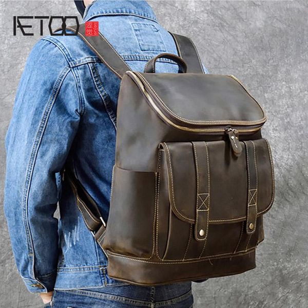 backpack aetoo crazy horse leather men's backpack, travel bag, large-capacity first layer
backpack aetoo crazy horse leather men's backpack, travel bag, large-capacity first layer