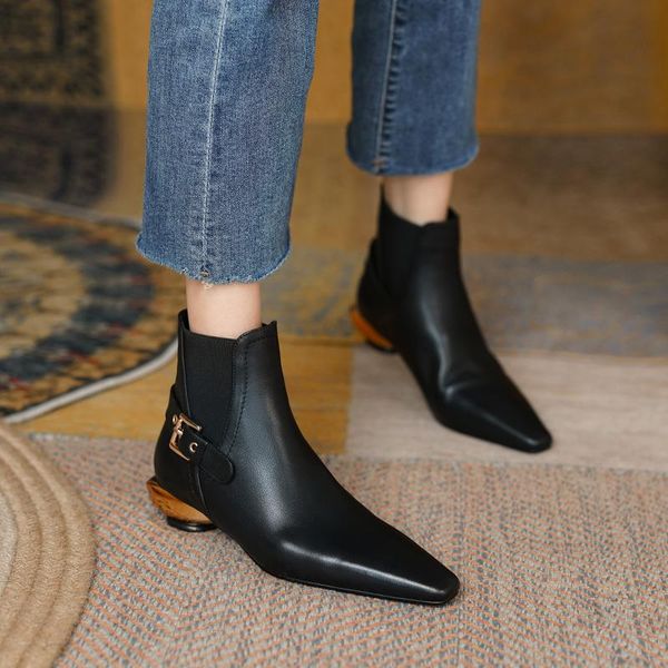 boots concise botton decoration women ankel genuine leather side zipper med heels pumps winter party working shoes woman, Black
boots concise botton decoration women ankel genuine leather side zipper med heels pumps winter party working shoes woman, Black