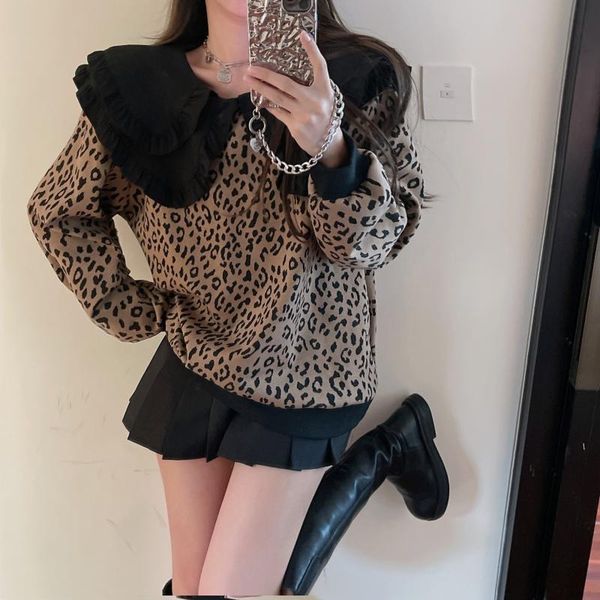 women's hoodies & sweatshirts hzirip puff sleeve o neck ladies ruffled leopard elegant 2021 winter all-match basic gentle casual fashi, Black
women's hoodies & sweatshirts hzirip puff sleeve o neck ladies ruffled leopard elegant 2021 winter all-match basic gentle casual fashi, Black