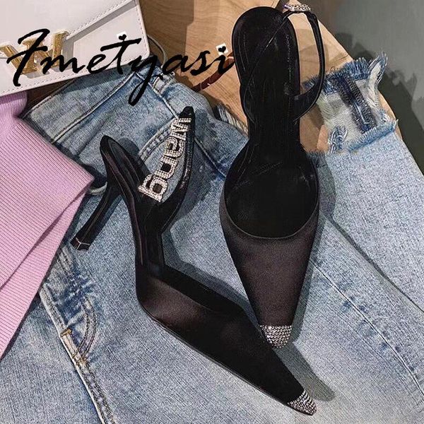 sandals stiletto heels women 2021 pumps spring summer silk satin pointed toe buckle strap rhinestone crystal high cover, Black
sandals stiletto heels women 2021 pumps spring summer silk satin pointed toe buckle strap rhinestone crystal high cover, Black