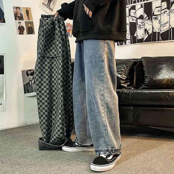 men's jeans plaid wearing on both sides fashion casual retro wide-leg streetwear loose hip-hop straight denim pants mhdv, Blue
men's jeans plaid wearing on both sides fashion casual retro wide-leg streetwear loose hip-hop straight denim pants mhdv, Blue