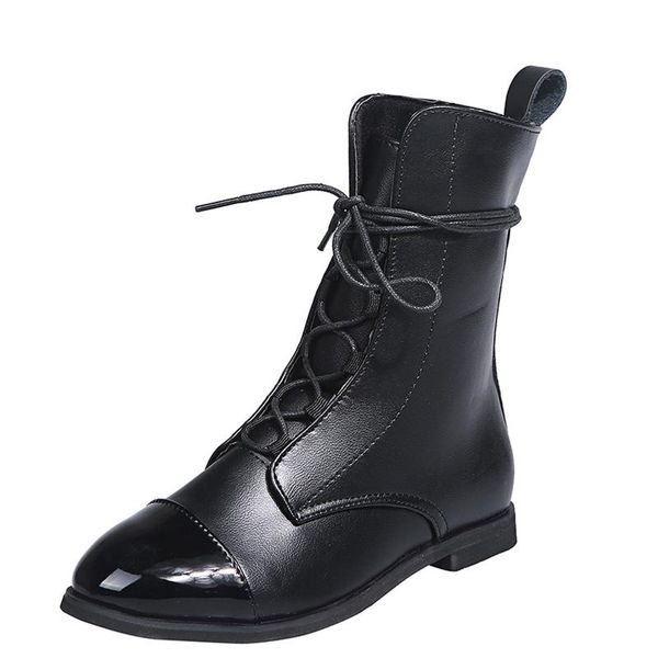 boots winter 2021 women's retro soft pu leather round toe color matching lace flat ankle botas de mujer, Black
boots winter 2021 women's retro soft pu leather round toe color matching lace flat ankle botas de mujer, Black
