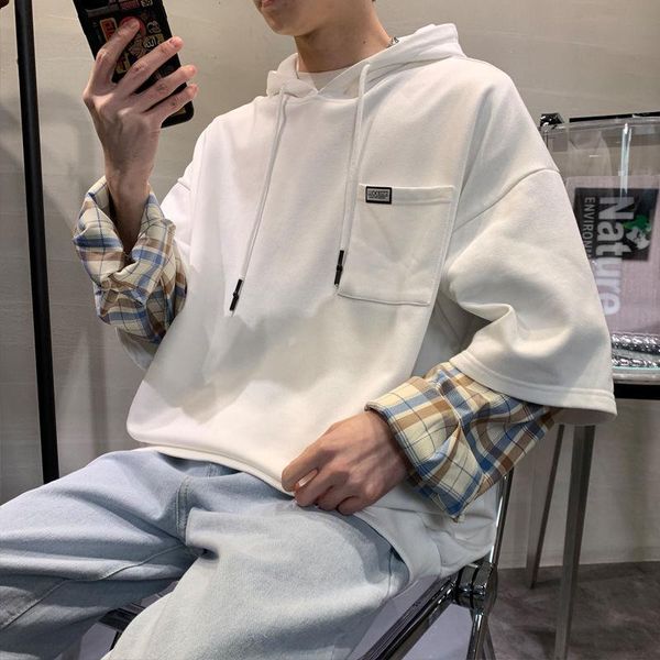 men's hoodies & sweatshirts fake two-piece hoodie men korean fashion loose casual hooded pullover harajuku streetwear retro stitching p, Black
men's hoodies & sweatshirts fake two-piece hoodie men korean fashion loose casual hooded pullover harajuku streetwear retro stitching p, Black