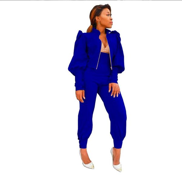 women's two piece pants european and american fashion personality design sense solid color bubble sleeve zipper high waist two-piece su, White
women's two piece pants european and american fashion personality design sense solid color bubble sleeve zipper high waist two-piece su, White