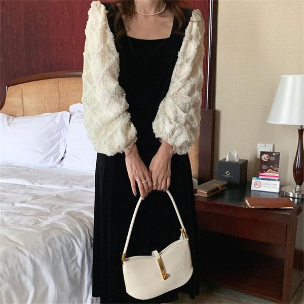 casual dresses autumn patchwork black long dress women velvet elegant puff sleeve slim square collar office lady vestidos, Black;gray
casual dresses autumn patchwork black long dress women velvet elegant puff sleeve slim square collar office lady vestidos, Black;gray
