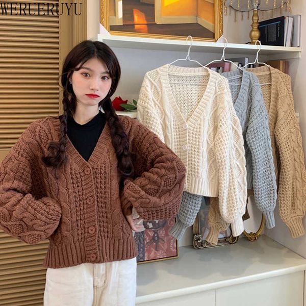 werueruyu women autumn twist knitted sweater cardigans female long sleeve single breasted cardigan coat solid casual 210608, White;black
werueruyu women autumn twist knitted sweater cardigans female long sleeve single breasted cardigan coat solid casual 210608, White;black