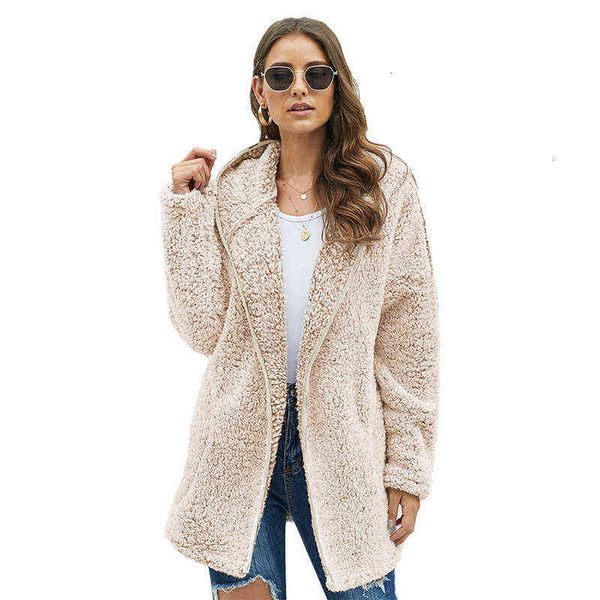 woolen coat women's medium length thickened winter solid color casual loose 85279, White;black
woolen coat women's medium length thickened winter solid color casual loose 85279, White;black