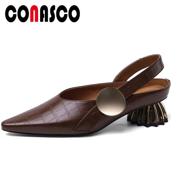 summer genuine leather women sandals pumps retro style concise casual metal decoration strange heels shoes woman, Black
summer genuine leather women sandals pumps retro style concise casual metal decoration strange heels shoes woman, Black