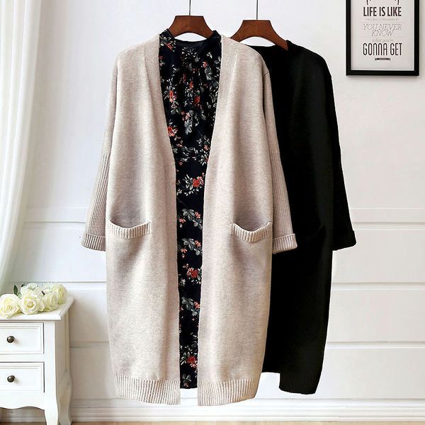 luxury jackets japane korean sweater women's 2021 autumn winter medium and long pure color loose coat temperament simple knitted cardig, Black;brown
luxury jackets japane korean sweater women's 2021 autumn winter medium and long pure color loose coat temperament simple knitted cardig, Black;brown