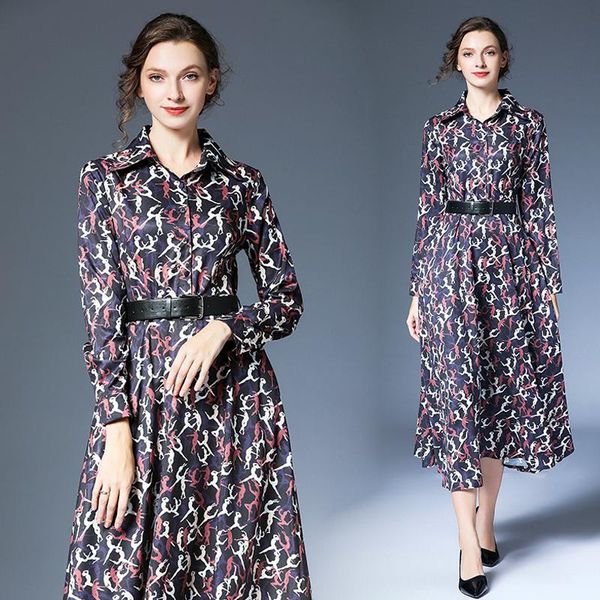 casual dresses simgent flared dress women spring autumn long sleeve turn down collar printing belted midi vestidos sg0032710, Black;gray
casual dresses simgent flared dress women spring autumn long sleeve turn down collar printing belted midi vestidos sg0032710, Black;gray