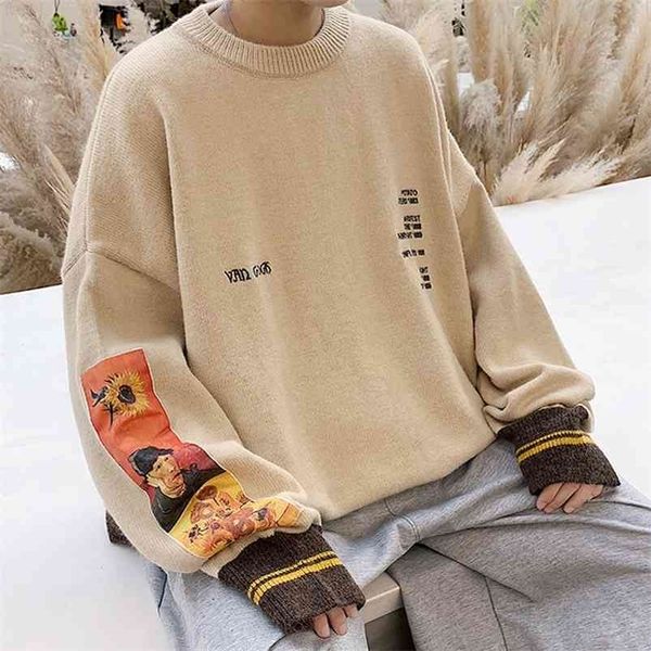 autumn cotton hip hop men sweater pullover pull homme van gogh painting embroidery knitted sweater vintage mens sweaters 210813, White;black
autumn cotton hip hop men sweater pullover pull homme van gogh painting embroidery knitted sweater vintage mens sweaters 210813, White;black