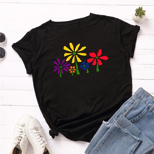 women's t-shirt creative colorful flowers print plus size s-5xl 100%cotton t shirts female tshirt women o neck short sleeve tees summer, White
women's t-shirt creative colorful flowers print plus size s-5xl 100%cotton t shirts female tshirt women o neck short sleeve tees summer, White
